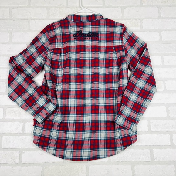 POLARIS INDIAN MOTORCYCLES WOMENS RED SCRIPT EMB SHIRT SIZE MEDIUM NWT - Picture 10 of 14